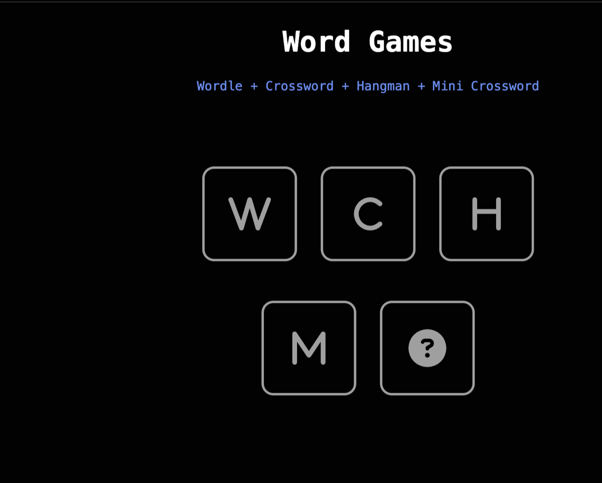 Vite Word Games web app screenshot